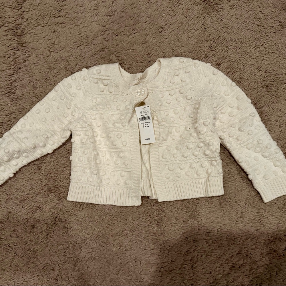 White Textured Knit Cardigan